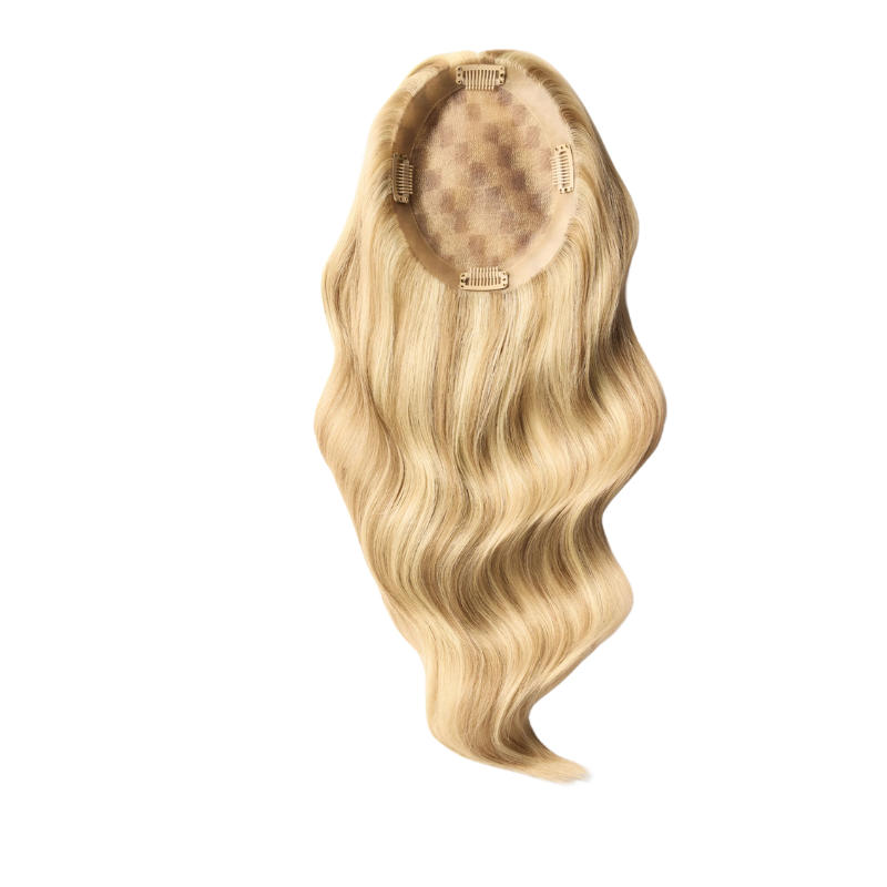 5*6 inches Mono Base Highlight Human Hair Toppers for Women Wavy Hair without Bangs