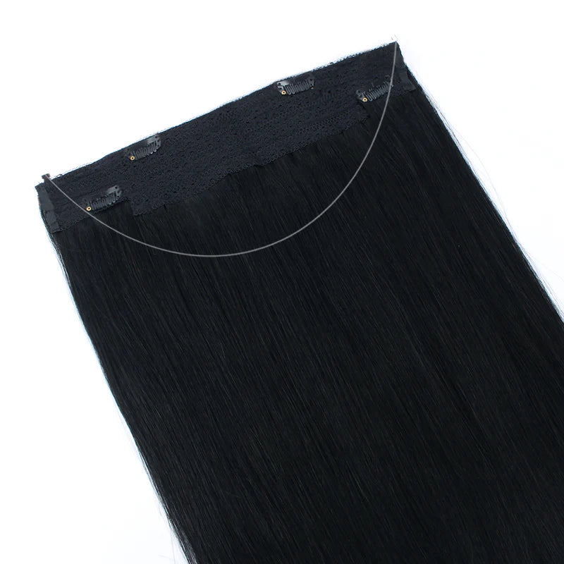 100% Human Hair Halo Extensions - Jet Black