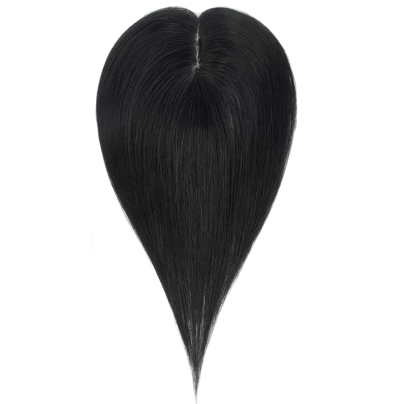 2.8" x 4.3" Silk Base Human Hair Topper – Middle Part Volume Booster for Thinning Hair
