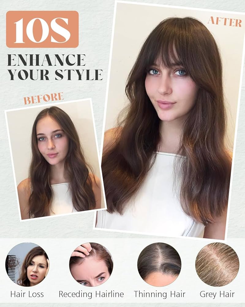 Silk Base Straight Hair Topper With Bangs For Thinning Hair
