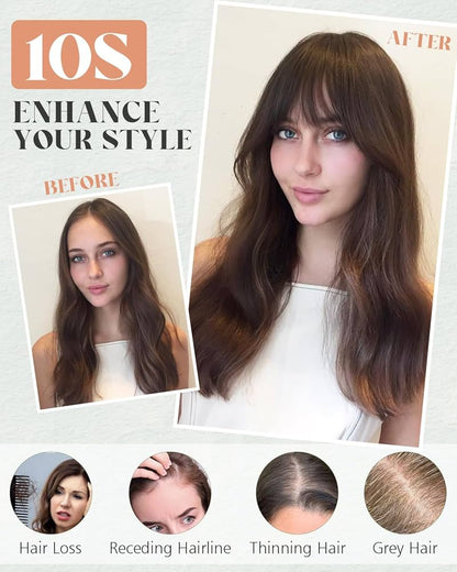 Silk Base Straight Hair Topper With Bangs For Thinning Hair