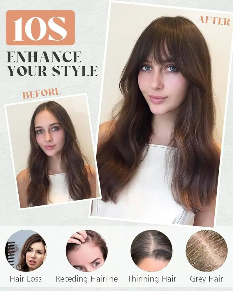 Fashion Straight Hair Topper With Bangs For Thinning Hair - VIVACROWN