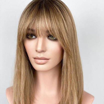 Silk Base Straight Hair Topper With Bangs For Thinning Hair