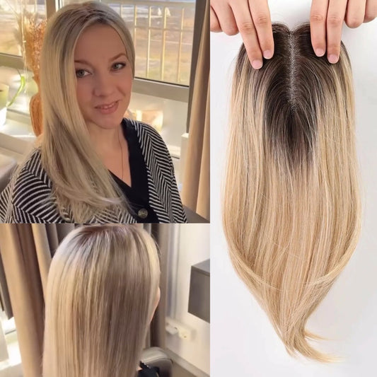 Straight Natural Hair Topper For Women High quality Hairstyle clips in own hair blends perfectly