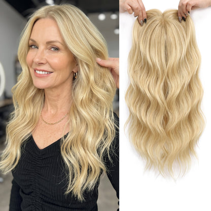 Seamless Wavy Hair Topper for Women – Natural Hairline & Crown Volume