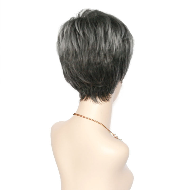 Salt Pepper Short Wigs for Women Pixie Cut Wigs Natural Layered Hair