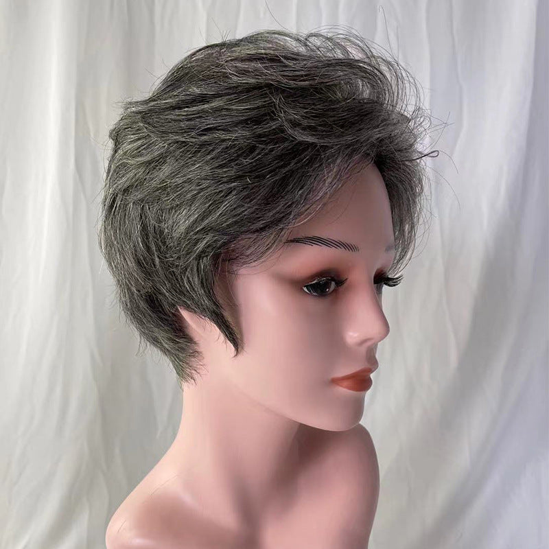 Fluffy and stylish salt pepper human hair wigs for women