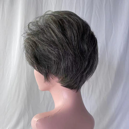 Fluffy and stylish salt pepper human hair wigs for women