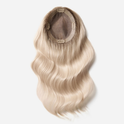4*5 inches Mono Base Blonde Hair Toppers With Root Human Hair Topper With Bangs