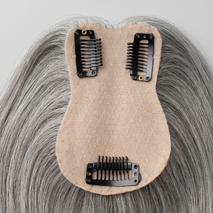 2.8" x 4.3" Silk Base Human Hair Topper – Middle Part Volume Booster for Thinning Hair