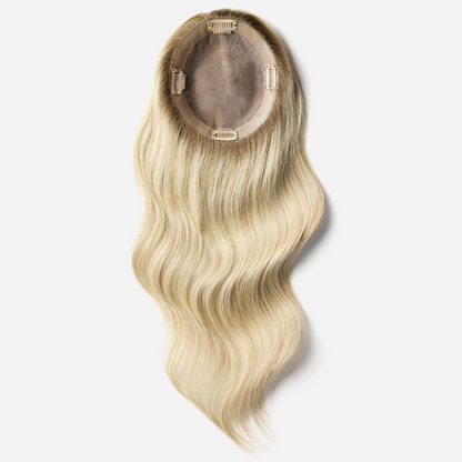 4*5 inches Mono Base Blonde Hair Toppers With Root Human Hair Topper With Bangs