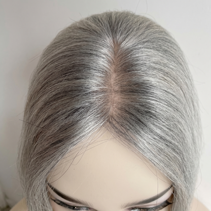 2.8" x 4.3" Silk Base Human Hair Topper – Middle Part Volume Booster for Thinning Hair