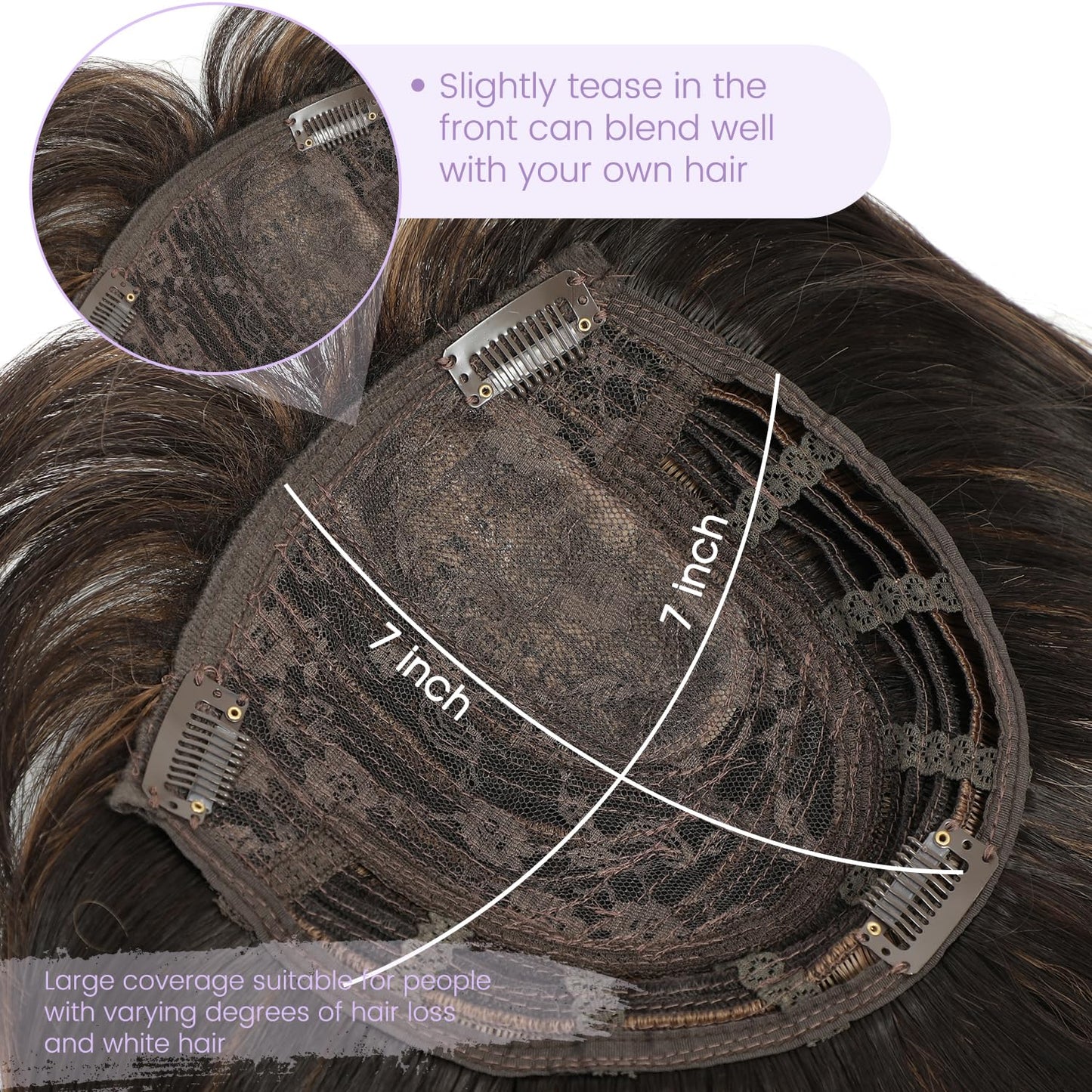Lightweight & Breathable Clip-In Crown Topper — Natural Volume & Seamless Comfort