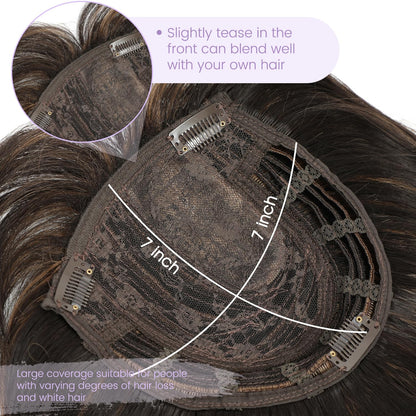 Lightweight & Breathable Clip-In Crown Topper — Natural Volume & Seamless Comfort