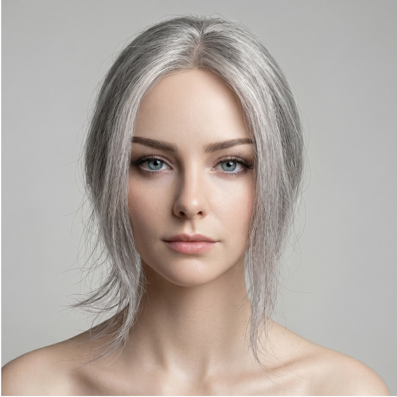 2.8" x 4.3" Silk Base Human Hair Topper – Middle Part Volume Booster for Thinning Hair