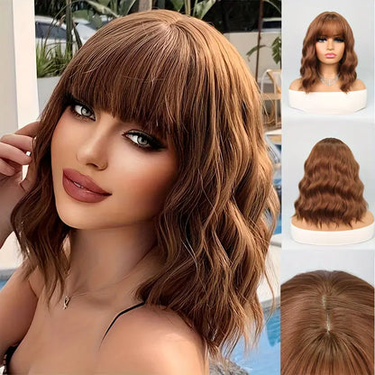 Summer Breathable Natural Wavy Hair Topper With Bangs For Women With Thinning Hair