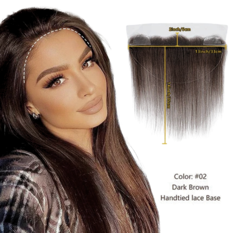 2X13Inch Lace No Clip Fish Line Invisible Hair Front Toupee Hairline 100% Human Hair