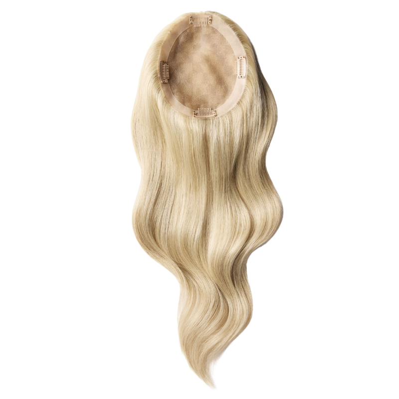 5*5 inches Mono Base Highlight Human Hair Toppers for Women Wavy Hair without Bangs