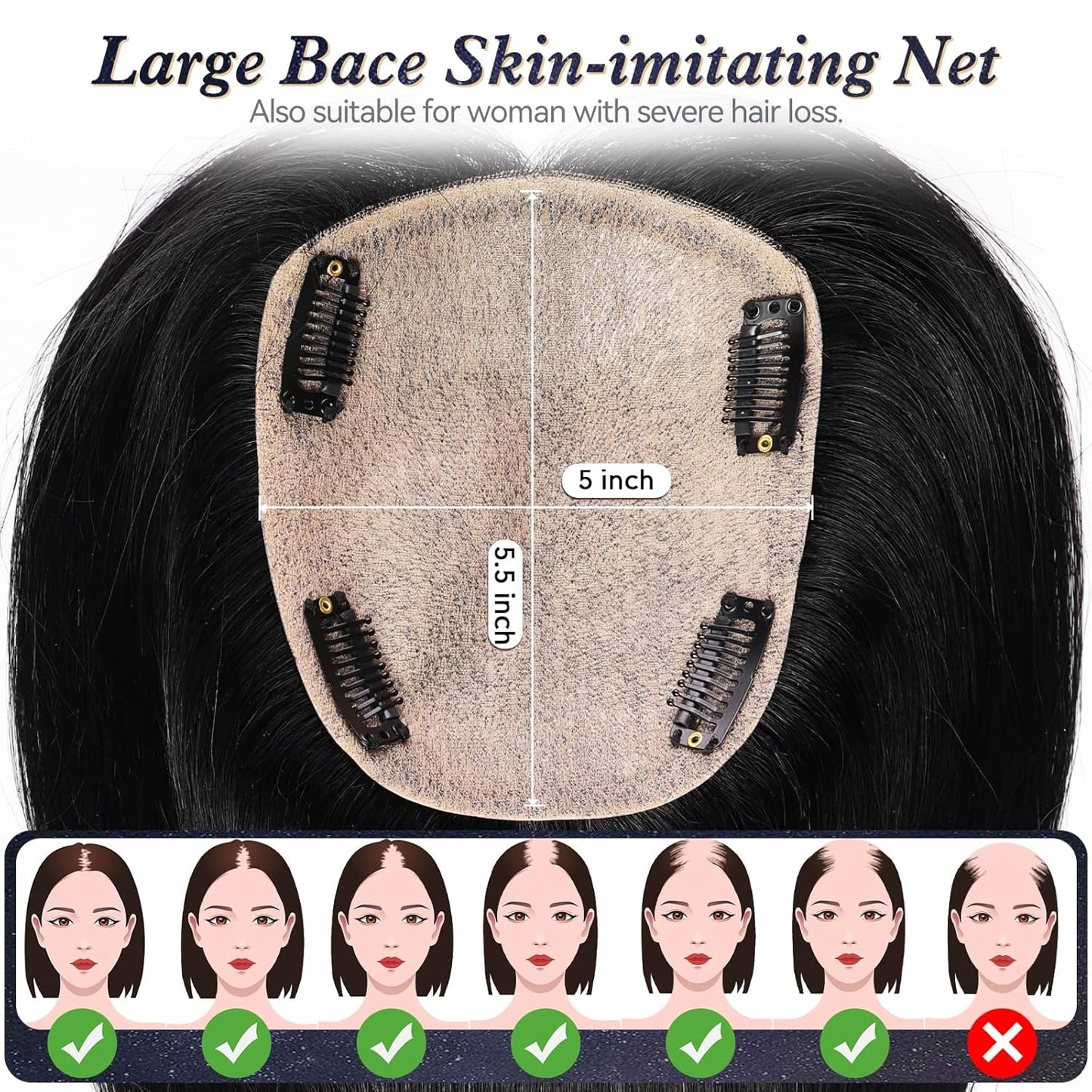 Breathable Straight Hair Topper-For Natural Coverage of Thinning Hair