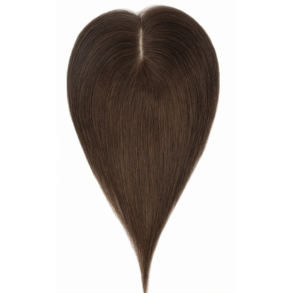 2.8" x 4.3" Silk Base Human Hair Topper – Middle Part Volume Booster for Thinning Hair