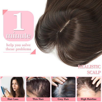 2025 New Summer Breathable  Straight Hair Topper With Bangs For Thinning Hair