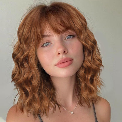 Luxury & Undetectable Natural Wavy Hair Topper With Bangs for Thinning Hair