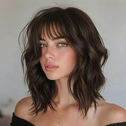 Luxury & Undetectable Natural Wavy Hair Topper With Bangs for Thinning Hair