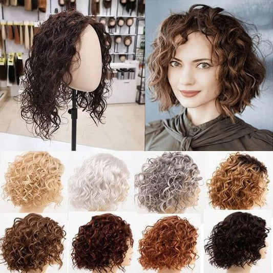 Short Fluffy Curly Clip in Hair Topper for Women