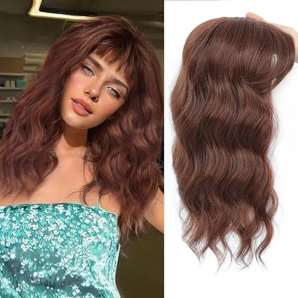 Hot Sale Premium Wavy Hair Topper With Bangs for Thinning Hair – Natural Looking Voluminous Human Hair