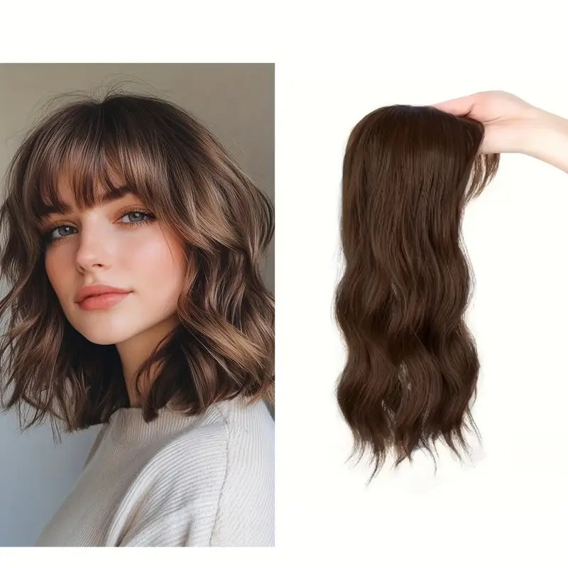 Hot Sale Premium Wavy Hair Topper With Bangs for Thinning Hair – Natural Looking Voluminous Human Hair