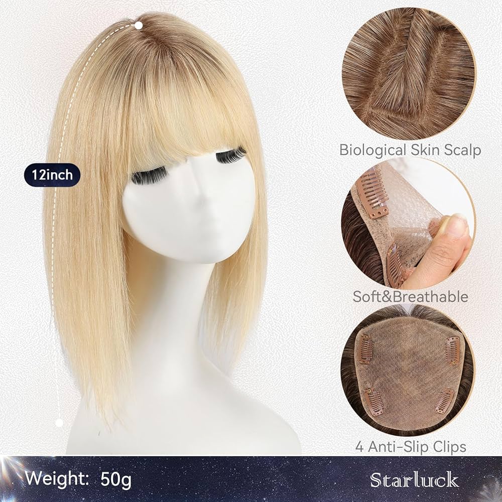 2025 Summer Breathable&comfortable Straight Hair Topper With Bangs For Thinning Hair