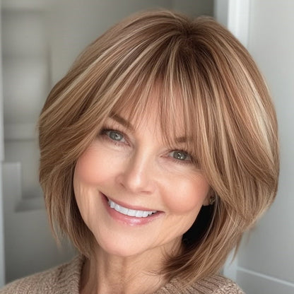 Summer Breathable  Straight Hair Topper With Bangs For Thinning Hair