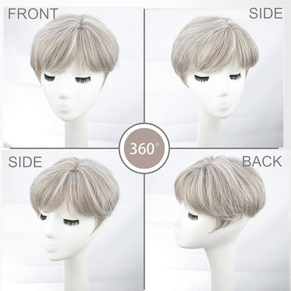Hot Sale 🔥 Summer Breathable Lace Base Natural Short Remy Hair Topper