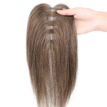 Flash Sale 🔔 Hand Tied Swiss Lace Base Real Human Clip In Hair Topper for Women Human Hair