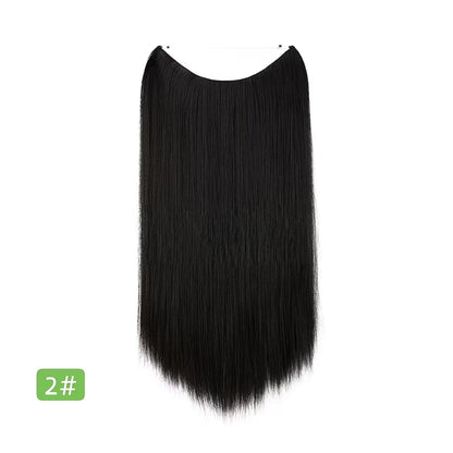 Secure Fit Hybrid Halo Hair Extensions - Non-Slip Clips & Invisible Wire, Seamless Natural Synthetic Fiber for Instant Volume & Thickness