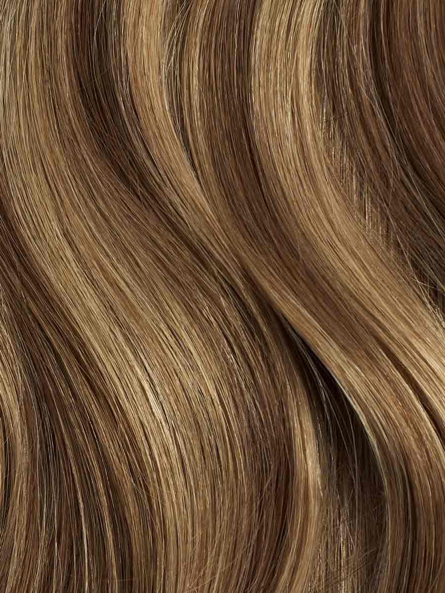 100% Human Hair Halo Extensions - Chestnut Brown Highlights