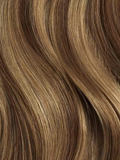 100% Human Hair Halo Extensions - Chestnut Brown Highlights