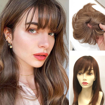 Straight Natural Hair Topper with Bangs For Women High quality Hairstyle clips in own hair blends perfectly