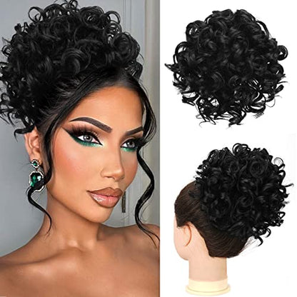 Loose Wave Large Curly Dish Donut Scrunchie Messy Bun Hair Extension