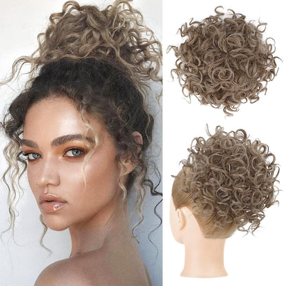 Loose Wave Large Curly Dish Donut Scrunchie Messy Bun Hair Extension