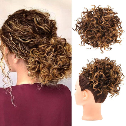 Loose Wave Large Curly Dish Donut Scrunchie Messy Bun Hair Extension