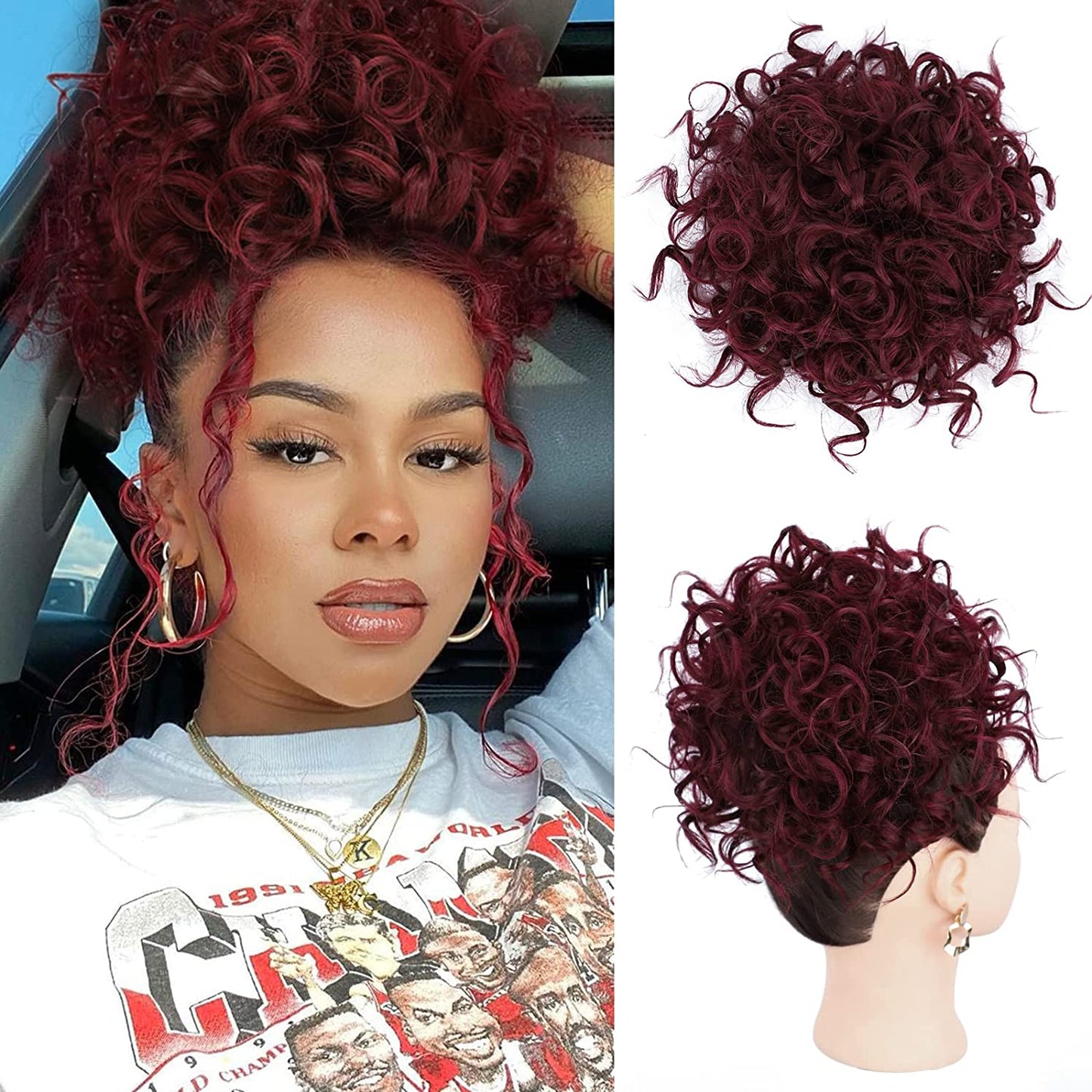 Loose Wave Large Curly Dish Donut Scrunchie Messy Bun Hair Extension