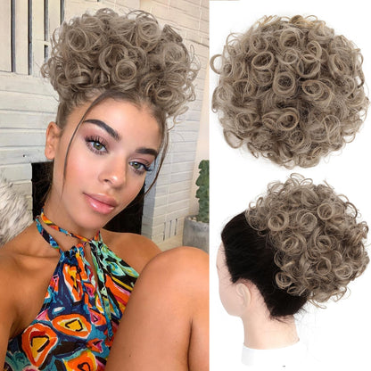 Loose Wave Large Curly Dish Donut Scrunchie Messy Bun Hair Extension