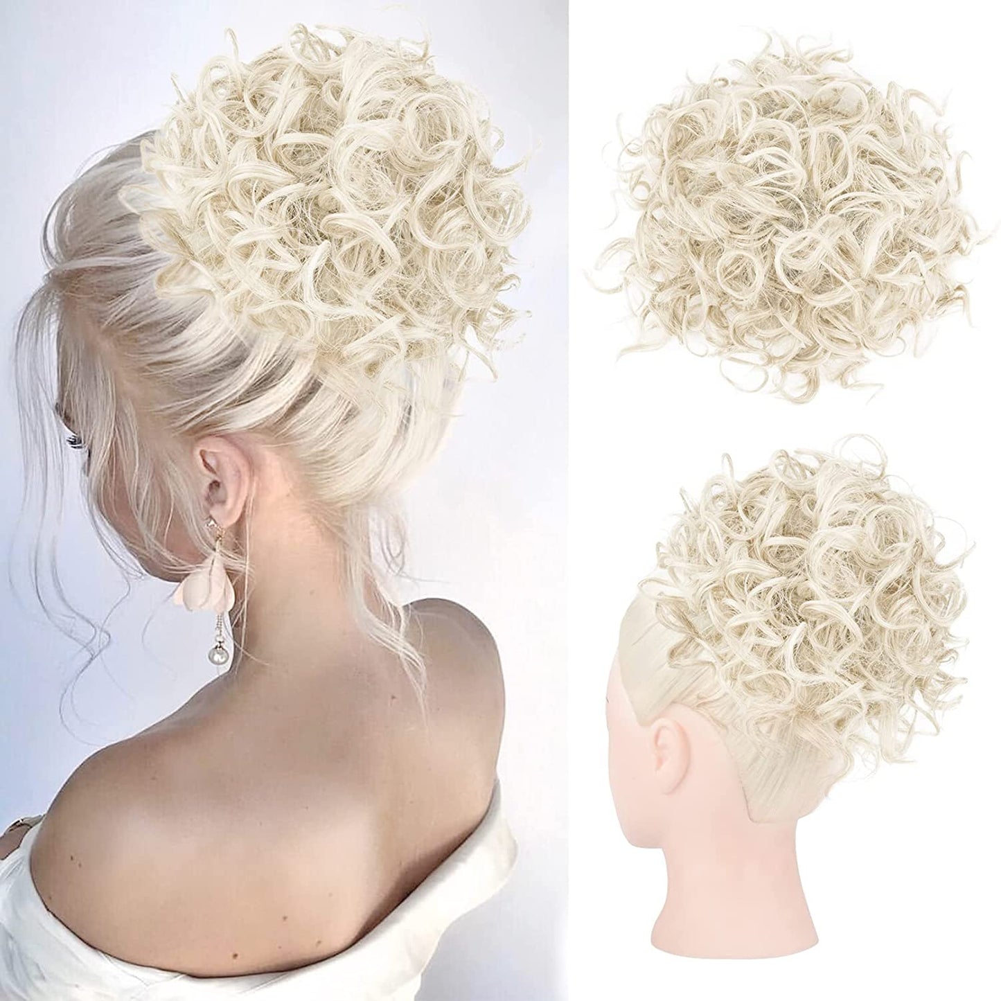 Loose Wave Large Curly Dish Donut Scrunchie Messy Bun Hair Extension