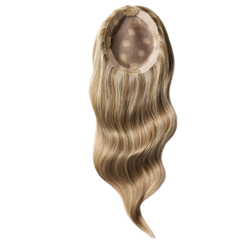 5*6 inches Mono Base Highlight Human Hair Toppers for Women Wavy Hair without Bangs