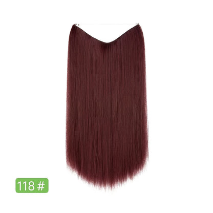 Secure Fit Hybrid Halo Hair Extensions - Non-Slip Clips & Invisible Wire, Seamless Natural Synthetic Fiber for Instant Volume & Thickness