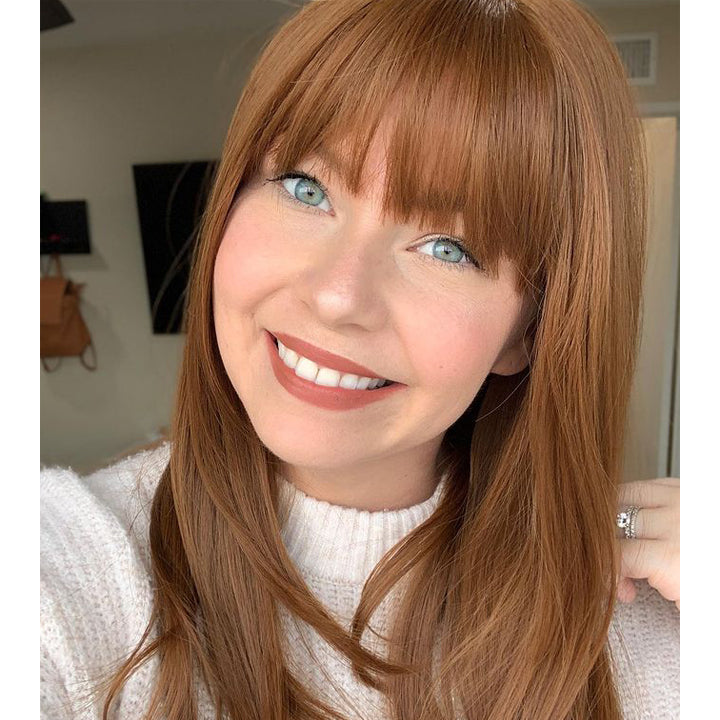 Straight Natural Hair Topper with Bangs For Women High quality Hairstyle clips in own hair blends perfectly