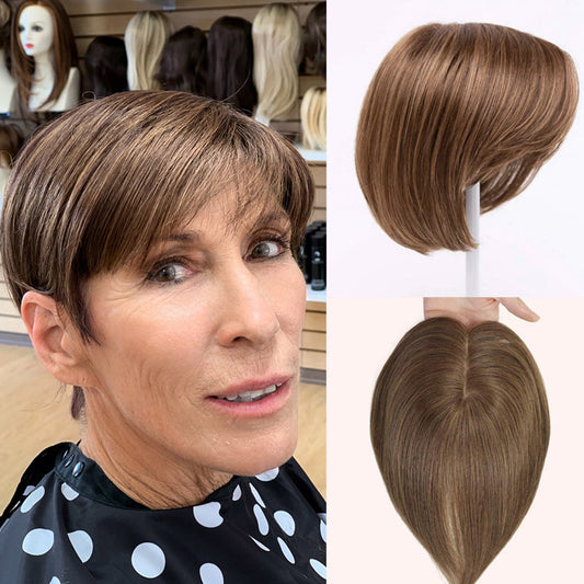 New Stylish Straight Natural Hair Toppers With Bangs