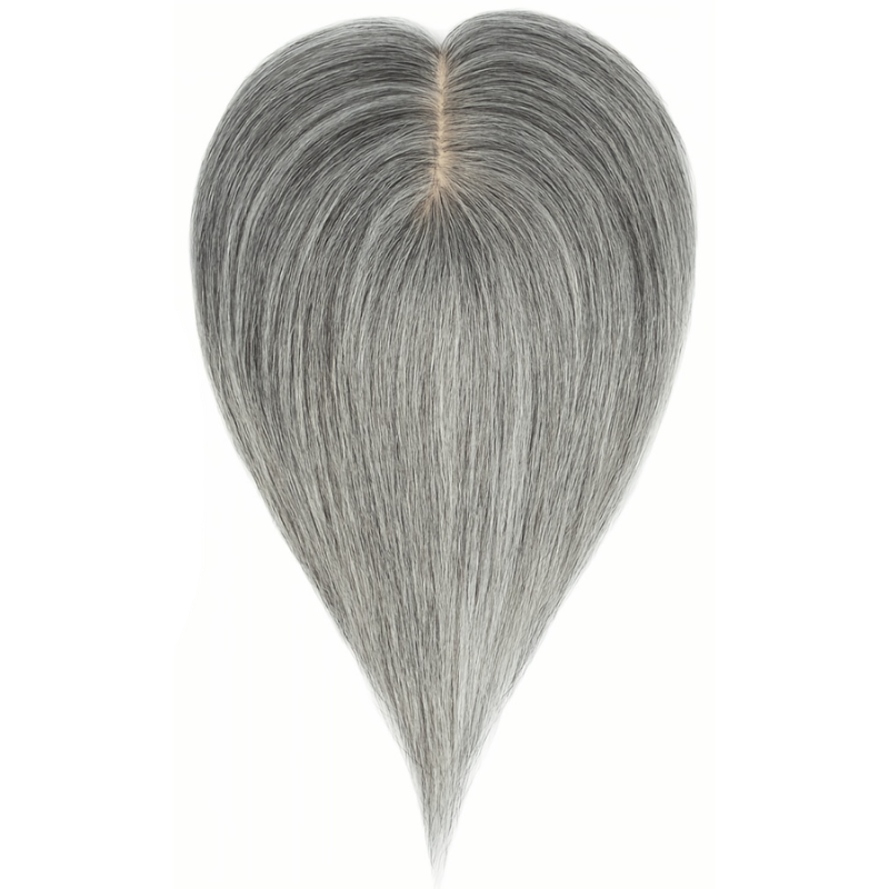2.8" x 4.3" Silk Base Human Hair Topper – Middle Part Volume Booster for Thinning Hair