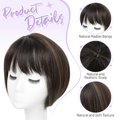 Lightweight & Breathable Clip-In Crown Topper — Natural Volume & Seamless Comfort